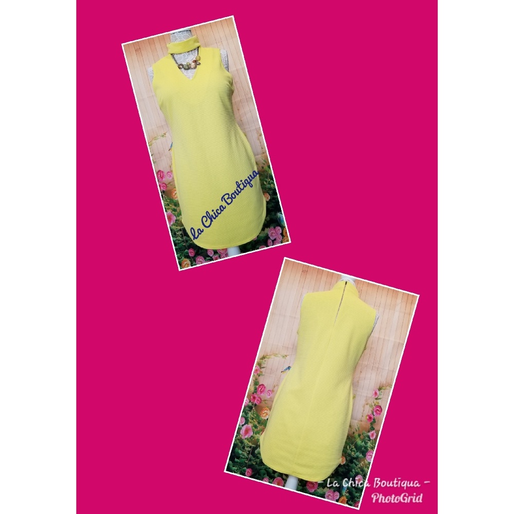 Boo Hoo Yellow Choker Collar Dress